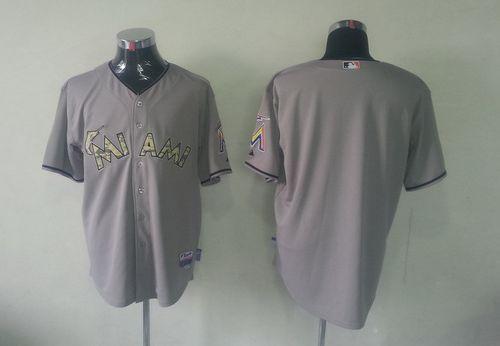 marlins Blank Grey USMC Cool Base Stitched MLB Jersey - Click Image to Close